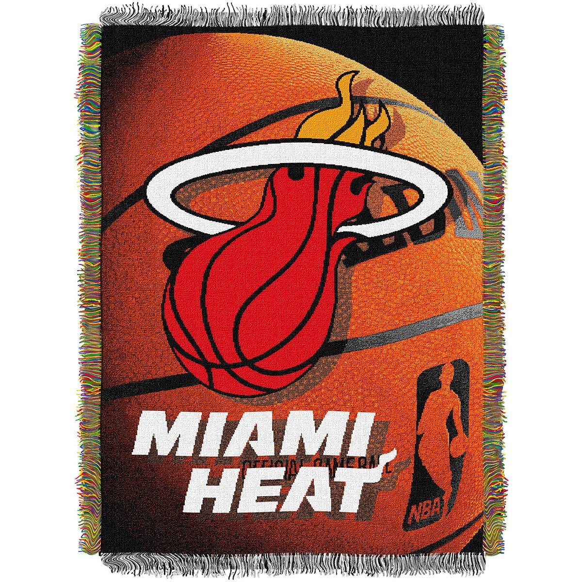 Miami Heat NBA Team Woven Tapestry Throw Blanket - Officially Licensed Basketball Bedspread for Sports Fans, Home Decor & Game Room Accessories - Perfect for Sofa, Bed, Wall Hanging & Man Cave Decor
