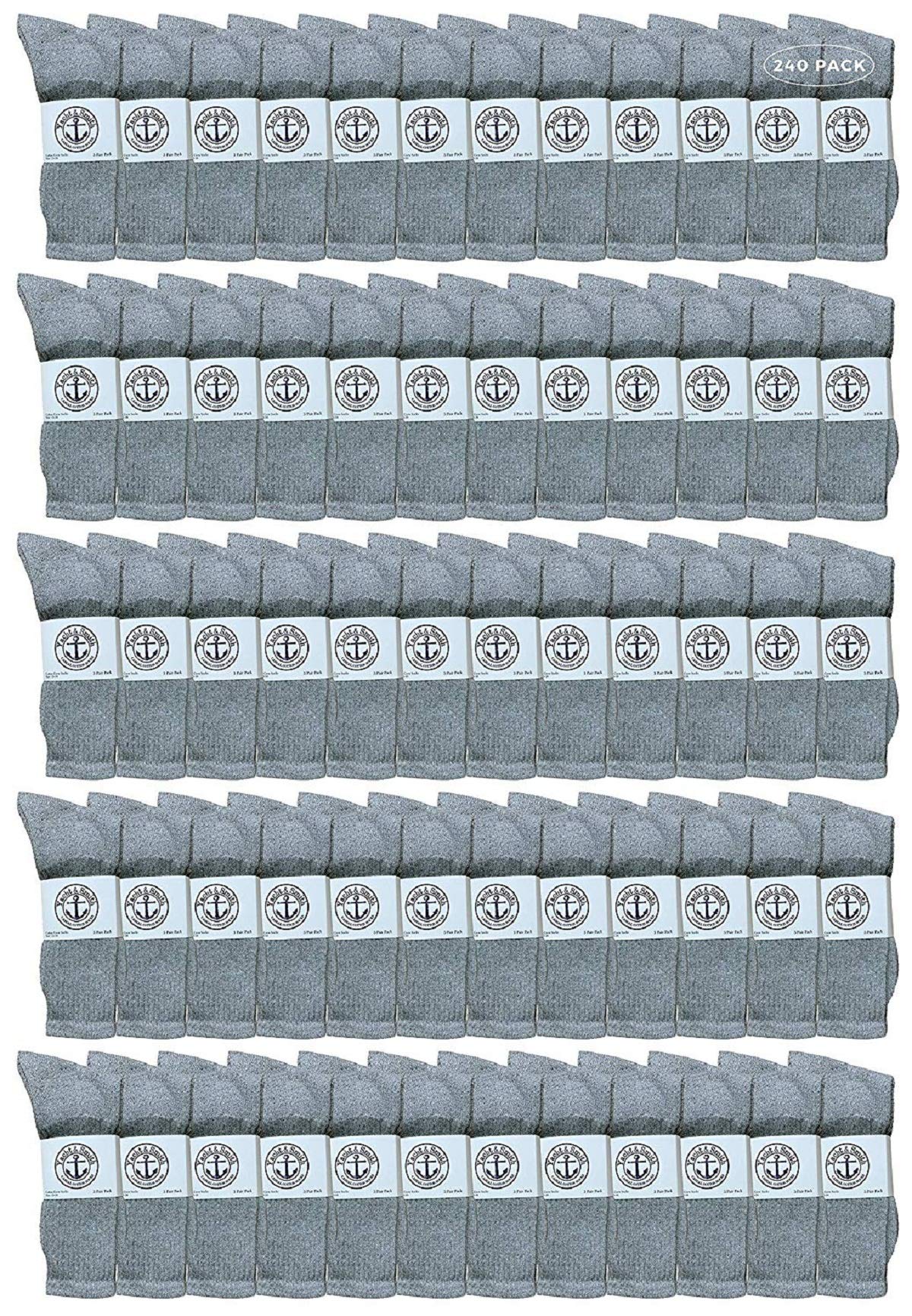 240 Pairs Yacht & Smith Wholesale Kids Crew Socks - Soft Cotton Children's Casual Socks Size 4-6 for School, Sports & Everyday Wear