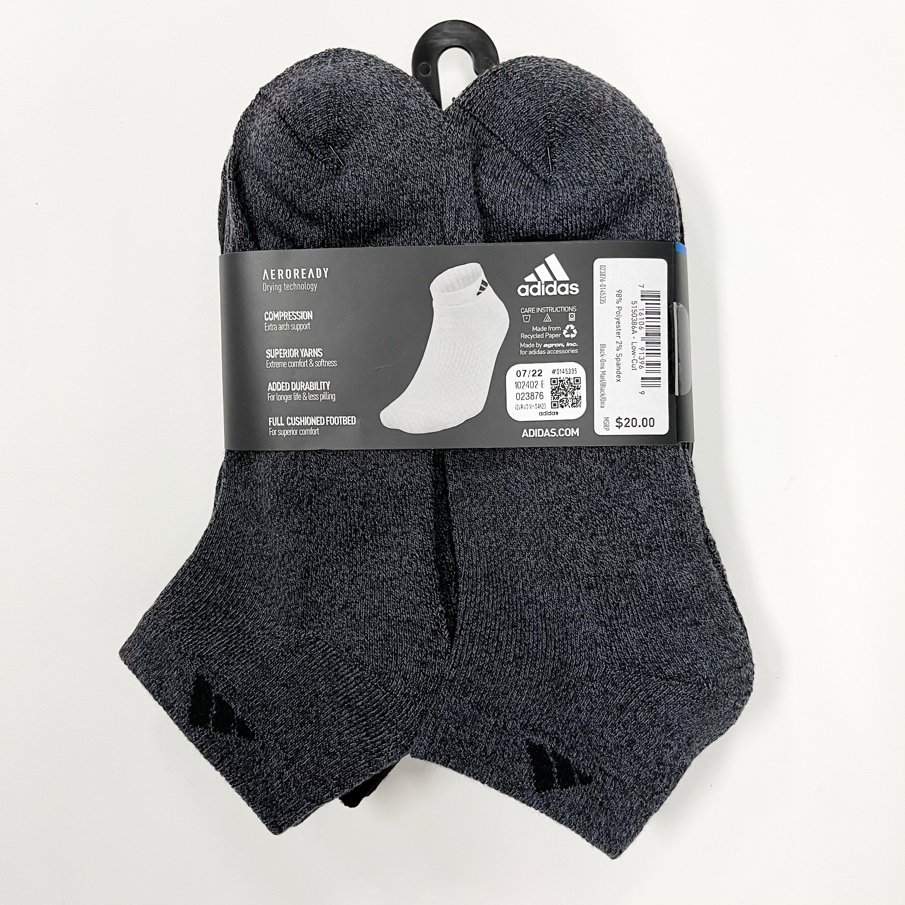 Adidas Men's Cushioned Low-Cut Athletic Socks 6-Pack - Breathable Comfort for Running, Gym & Everyday Wear