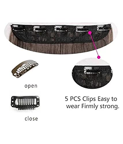 BeatStock 24-Inch Women's Natural Light Brown Hair Extensions with Golden Highlights - Clip-In Straight Human Hair for Length & Volume - Perfect for Parties, Weddings & Daily Styling
