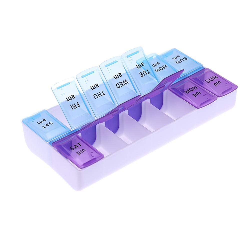 LIU 14 Grids Weekly Pill Organizer - 7 Day Medicine Dispenser with Tablet Splitter - Portable Pill Box for Vitamins, Supplements & Medication Storage - Perfect for Travel, Home & Daily Use