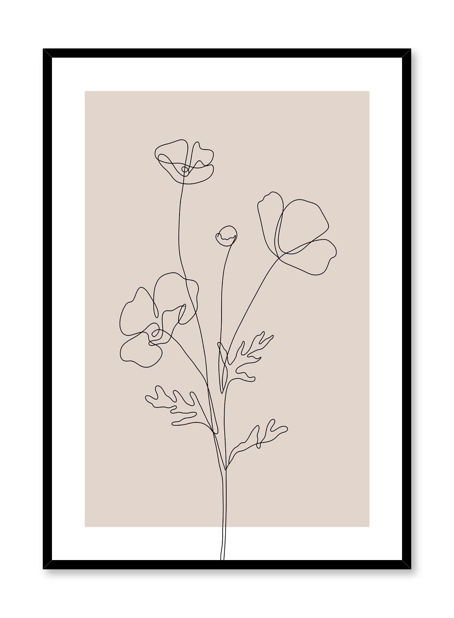 Poppy Sketch in Pink Wall Art Poster - Floral Home Decor for Living Room, Bedroom & Office
