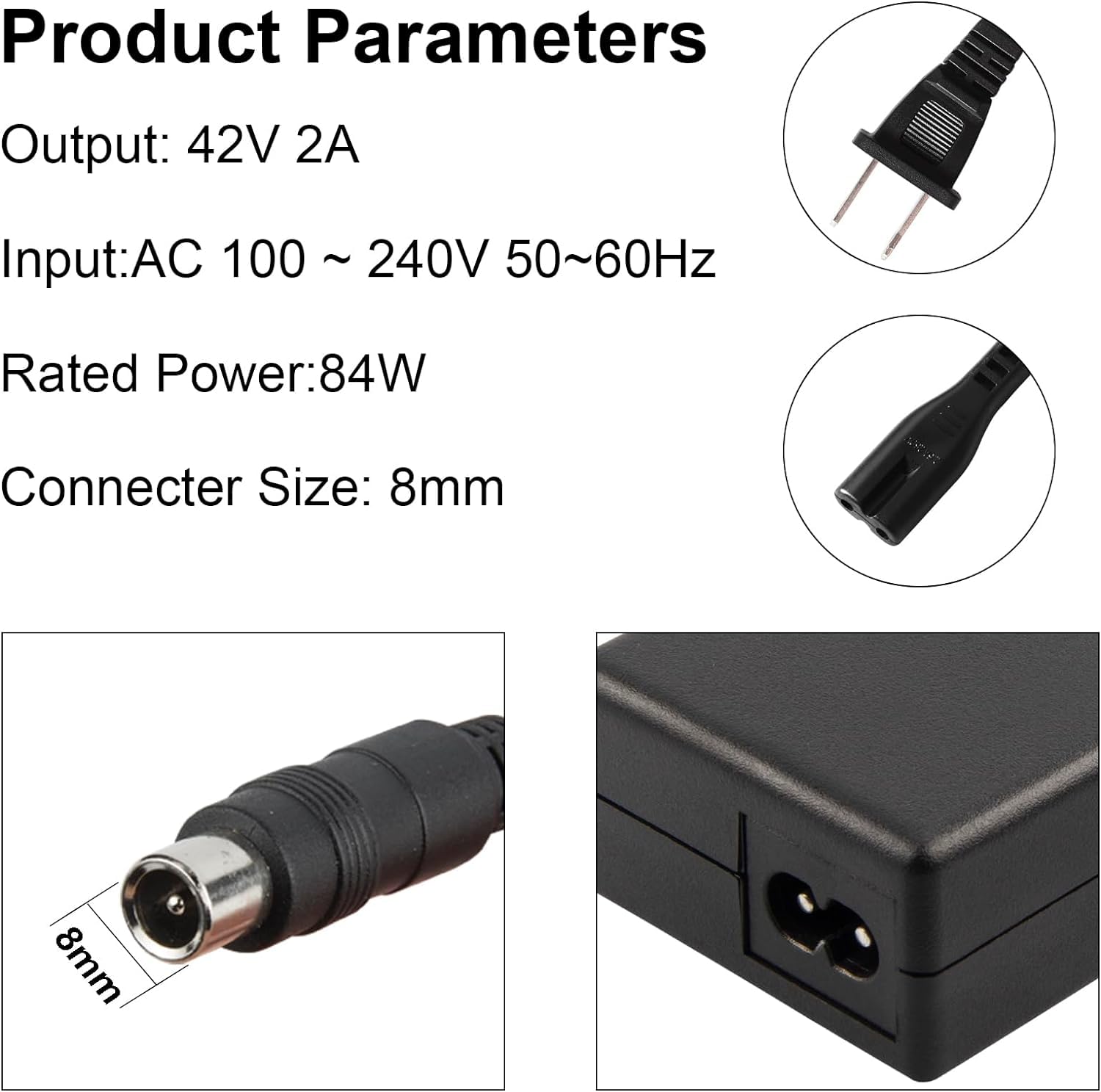 Segway Ninebot ES1 ES2 ES4 Replacement 42V 2A Power Charger Adapter - Compatible with Xiaomi M365, Spin, Skip, Bird, Lime Scooters - Fast Charging for 36V Li-ion Batteries - Perfect for Commuting & Urban Travel