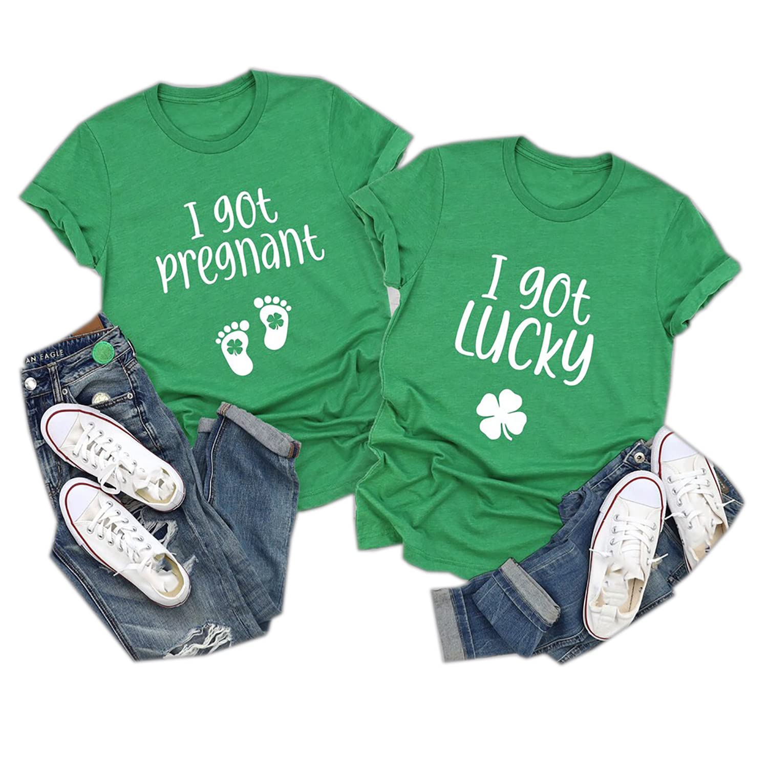 **St. Patrick's Day Pregnancy Announcement T-Shirts for Couples - Fun Matching Outfits to Share the Big News (Multicolor) - Perfect for Gender Reveals, Baby Showers & Holiday Photos**