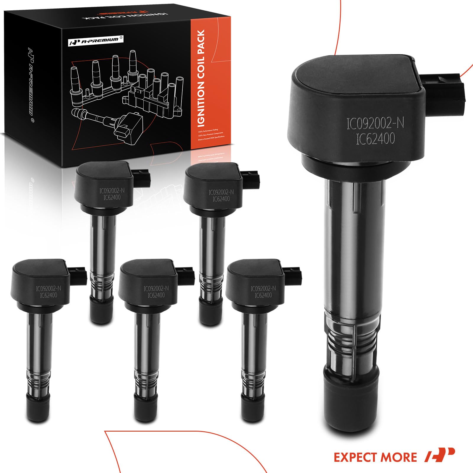 Premium 6-Piece Ignition Coil Pack Set - Compatible with Honda Pilot 2009-2015, Ridgeline 2009-2014, Acura MDX 2010-2013, RDX 2013-2015, ZDX 2010-2013 (3.5L & 3.7L V6 Engines) - High Performance Replacement for Smoother Acceleration & Better Fuel Efficiency