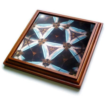 3D Rose Navy Blue Mandala Trivet with Light Blue and White Triangles - Heat Resistant Kitchen Trivet for Hot Pots, Pans, and Serving Dishes - Perfect for Dining Table, Countertop Protection, and Home Decor