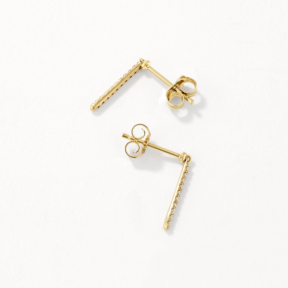 10k Gold Lab-Grown Diamond Stud Earrings | Elegant Drop Bar Design for Women | Perfect for Weddings, Parties & Everyday Wear