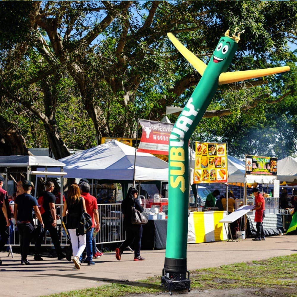 20ft Green & Yellow Inflatable Tube Man - Air Powered Dancing Advertising Solution with 1HP 2-Speed Blower | Perfect for Car Dealerships, Grand Openings & Outdoor Promotions