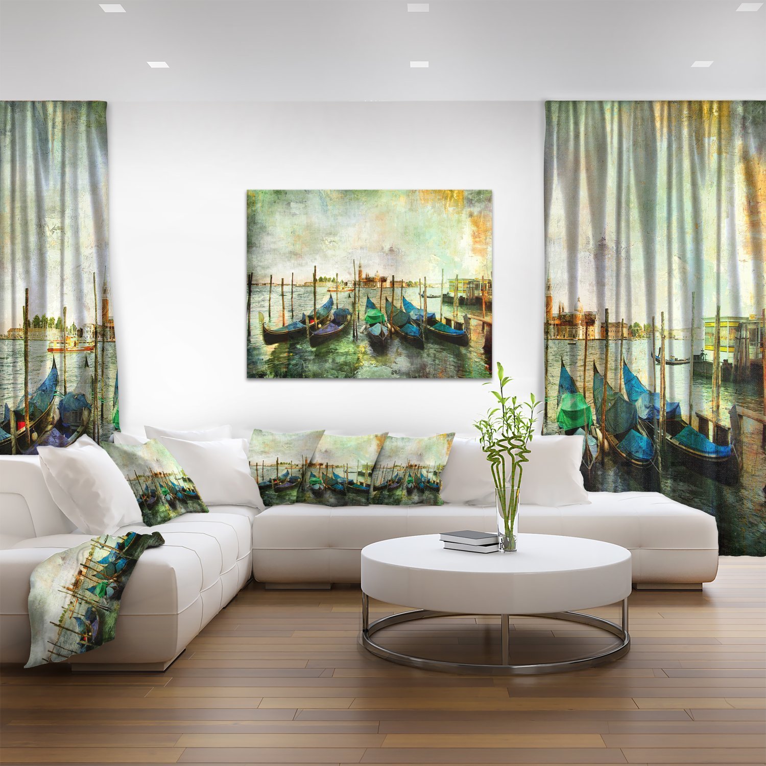 Venetian Gondolas Landscape Painting - High Quality Canvas Print Wall Art for Living Room, Bedroom & Office Decor
