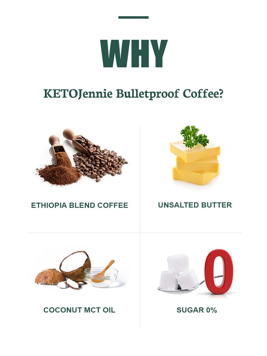 KETOJennie Sugar-Free Bulletproof Coffee with No Additives - Low-Calorie, High-Energy Keto Breakfast Replacement (7.7oz X 24 Pack) - Perfect for Office, Home & On-the-Go Healthy Lifestyle