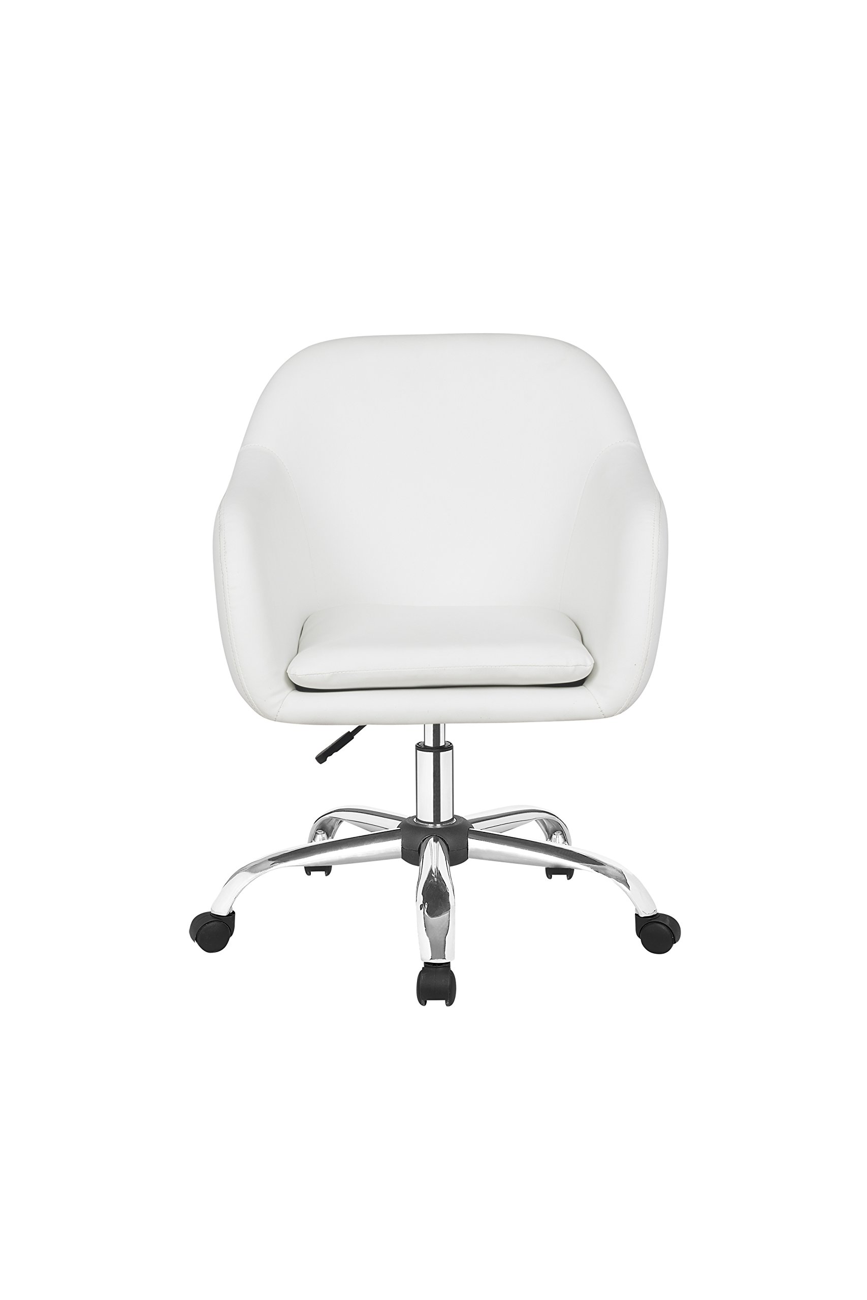Premium Faux Leather Office Swivel Chair - Ergonomic Desk Chair with Adjustable Height for Home & Office Use - White Modern Executive Chair for Comfortable Working & Studying