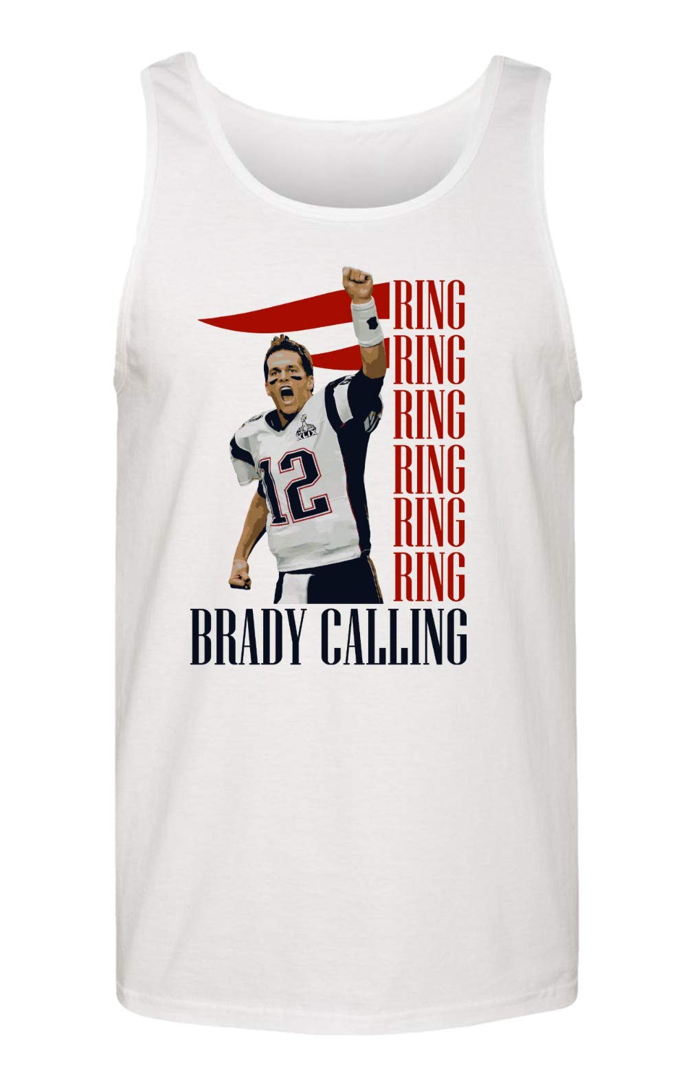 Tom Brady New England Patriots 6 Super Bowl Rings GOAT Men's Tank Top - White, X-Large - Perfect for Game Day, Sports Bars & Patriots Fan Gifts