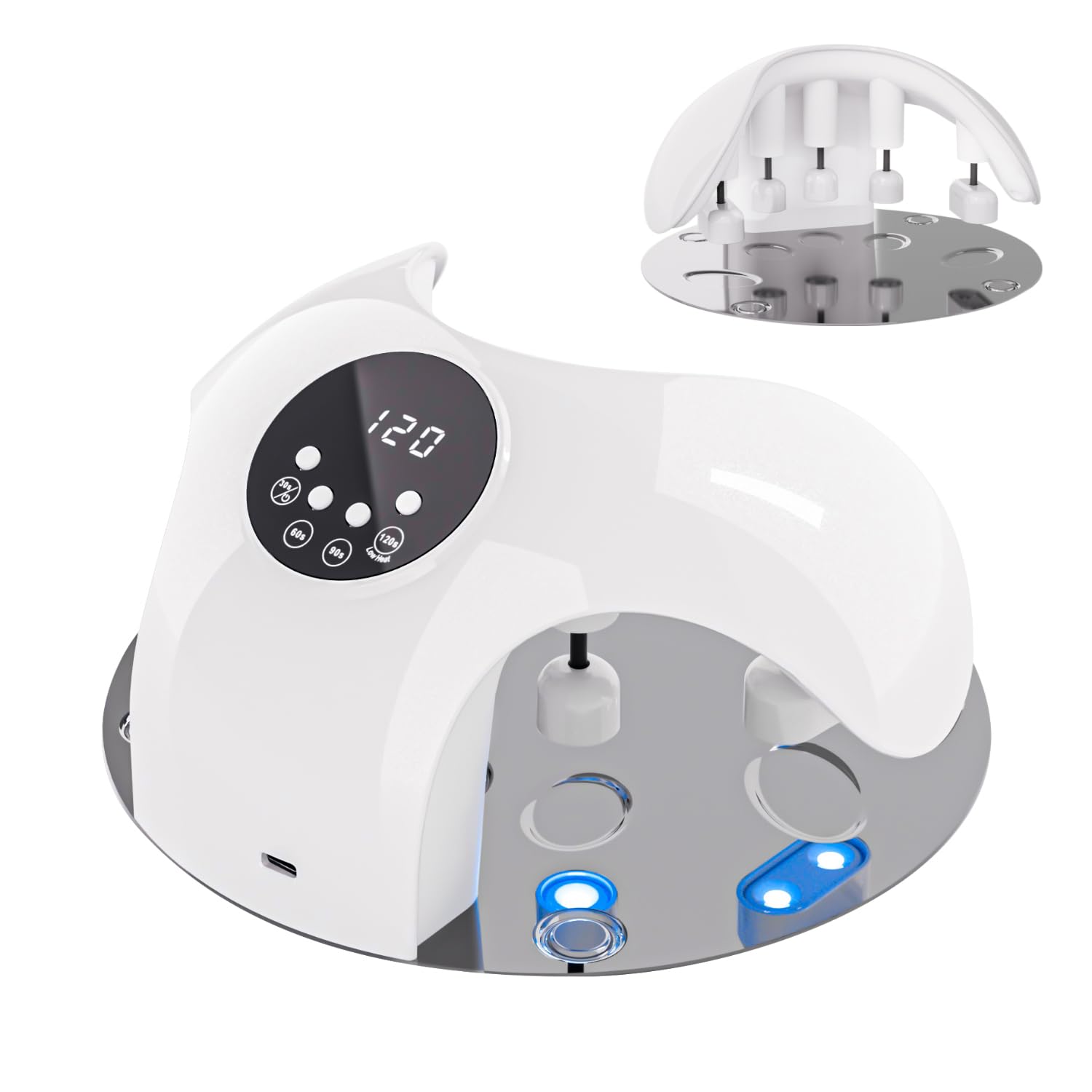 Professional 49W UV LED Nail Lamp with 10 LED Beads & 4 Timer Settings - Fast Curing Gel Nail Dryer for Home & Salon Use, Adjustable 150° Angle & 5 Lampshade Design - Perfect for Gel Polish, Acrylic Nails & DIY Manicures
