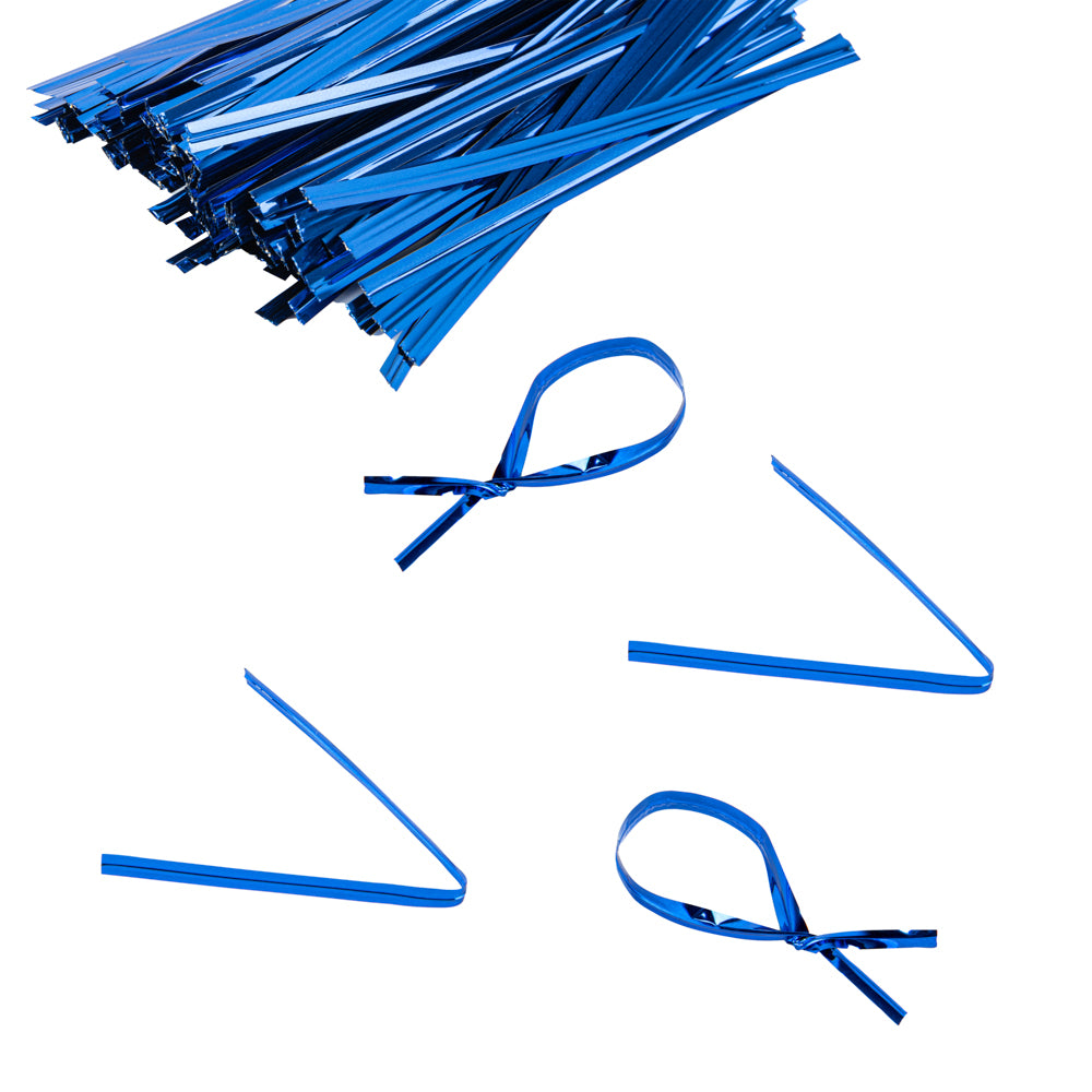 Blue Metallic Twist Ties for Bags - 500 Count Box | Secure & Reusable Bag Closures for Food Storage, Gift Wrapping & Organization