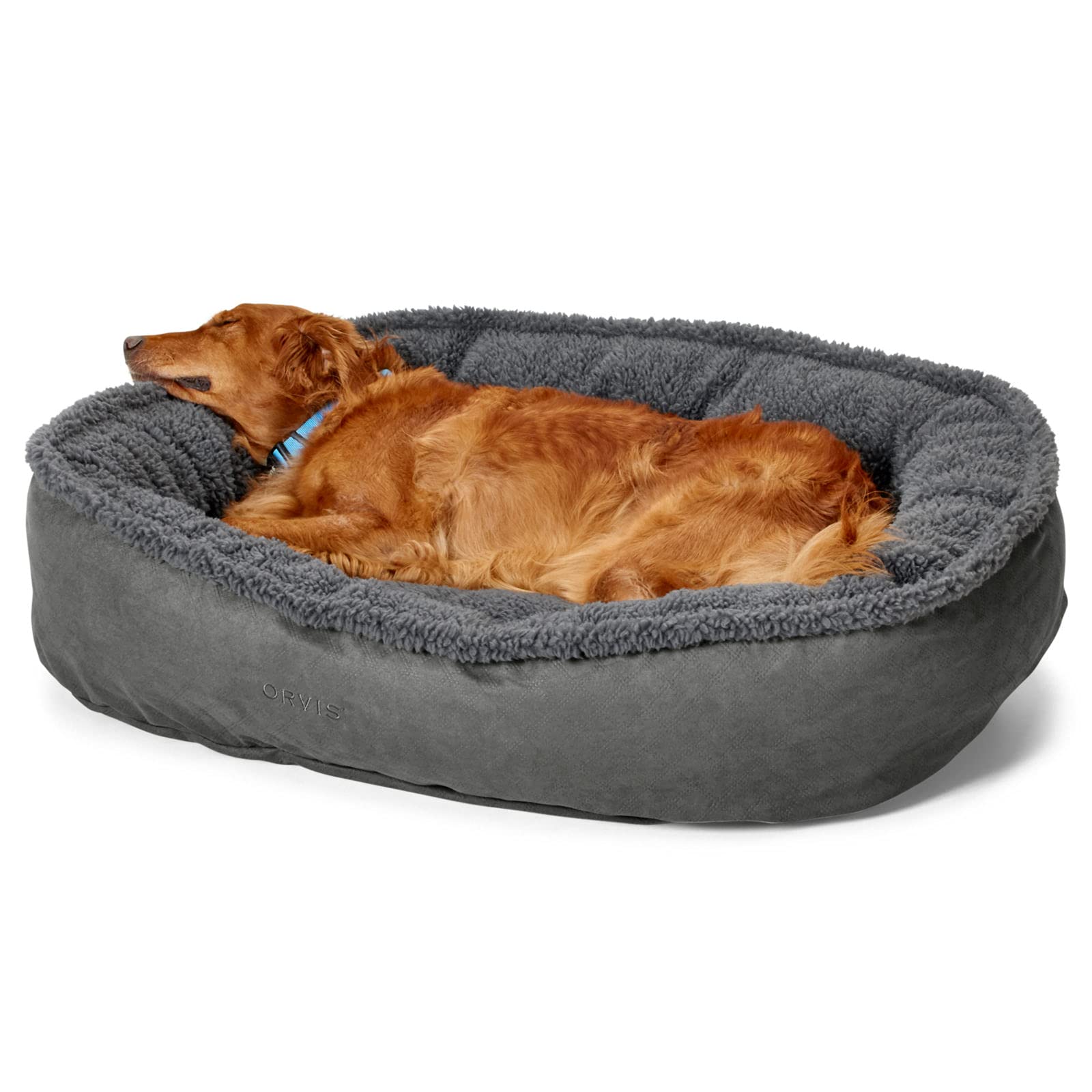 Orvis ComfortFill-Eco Wraparound Dog Bed with Soft Fleece - Cozy Orthopedic Support for Medium & Large Dogs - Perfect for Crates, Living Rooms & Bedrooms