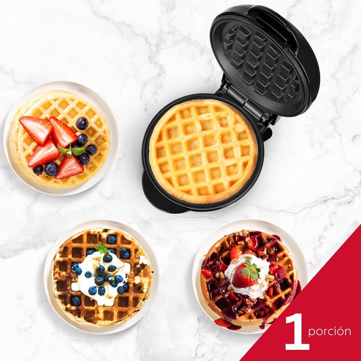 **Holstein Housewares Mini Waffle Maker - 4-Inch Non-Stick Waffles, Quick & Easy Breakfast, Brunch, or Snacks - Perfect for Dorms, Offices, and Small Kitchens**