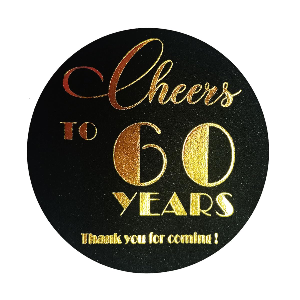 60th Birthday & Anniversary Party Stickers - Set of 100 Round 1.6