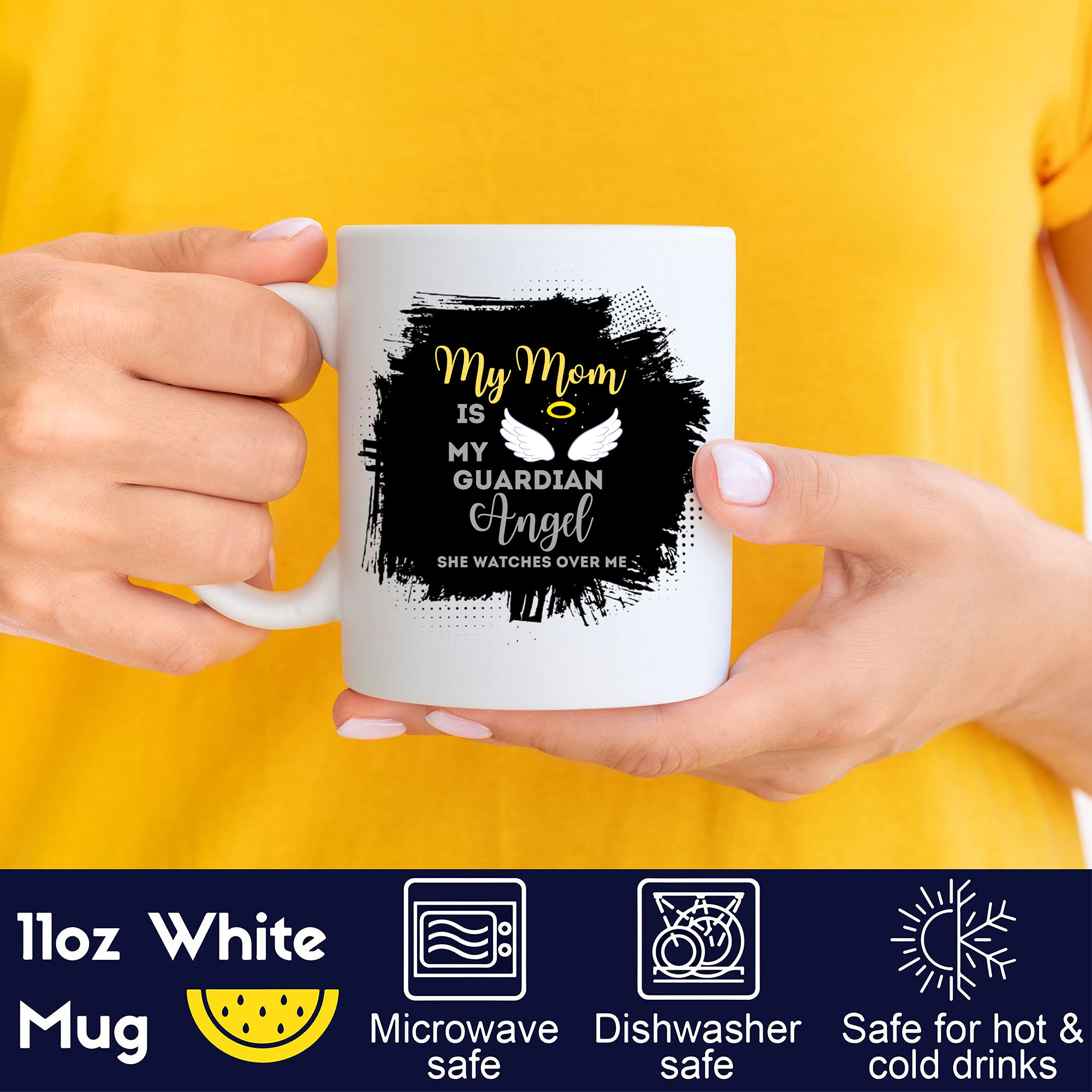 God Jesus 11oz White Ceramic Coffee Mug - My Mom Is My Guardian Angel Mother's Day Gift - Perfect for Tea, Coffee & Hot Drinks at Home, Office or Church