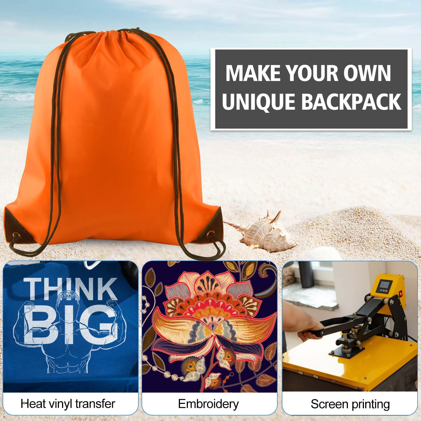 PLULON 2-Pack Orange Drawstring Backpacks - Lightweight Cinch Sack Bags for Yoga, Gym, Travel & Outdoor Sports | Perfect for Workouts, Beach Trips & Festival Essentials