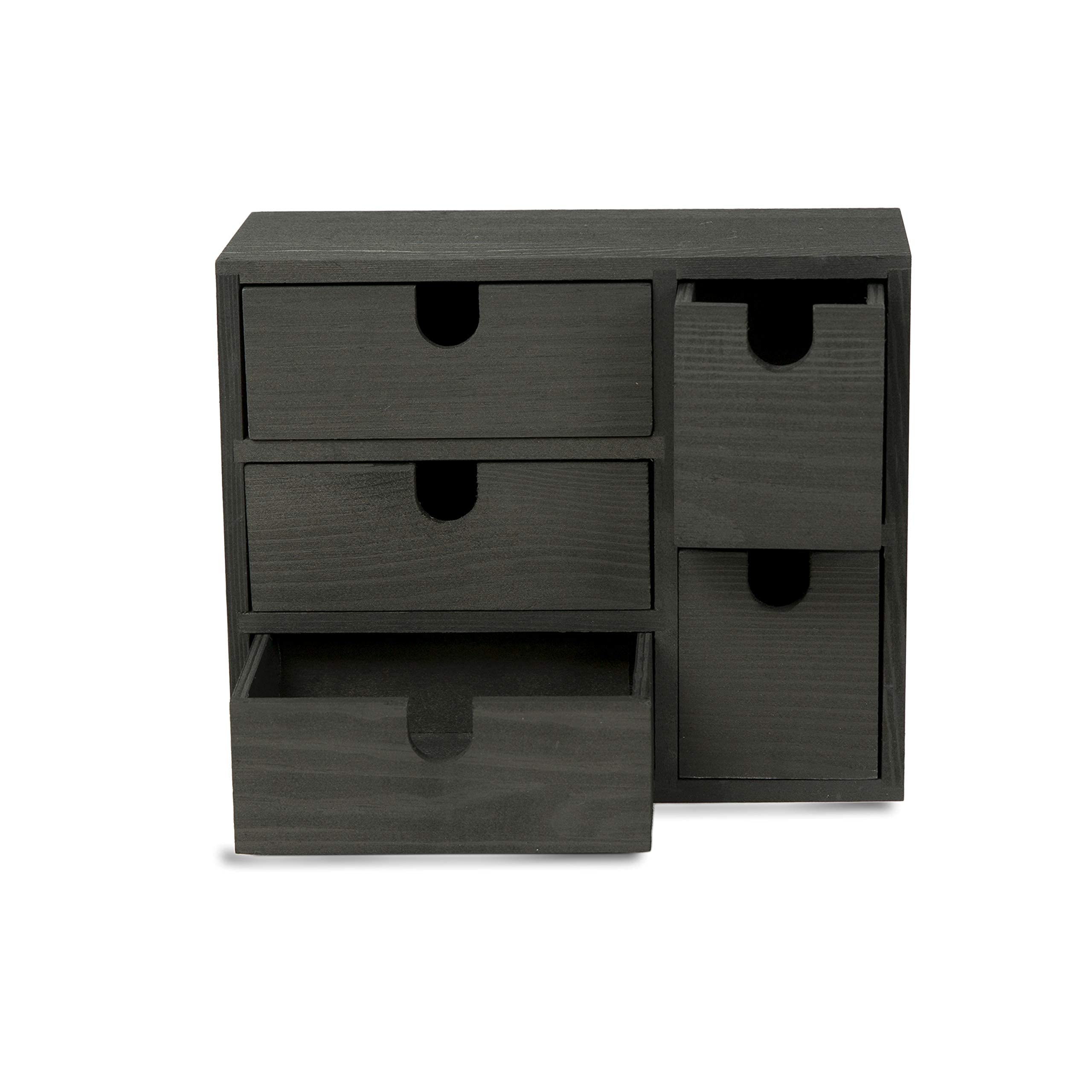 Brightmaison BGT Capri Wooden Desk Organizer - Office Supplies Storage, Sewing Kit Box & Jewelry Holder - Decorative Small Wooden Box for DIY Projects (Black) - Perfect for Home Office, Craft Room & Vanity Organization