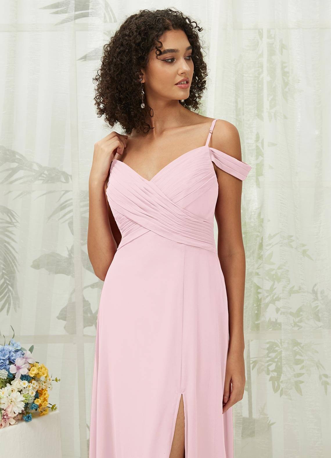 Sweetheart Neckline Chiffon Bridesmaid Dress with Pockets - Convertible Strap Design for Weddings, Parties & Special Occasions