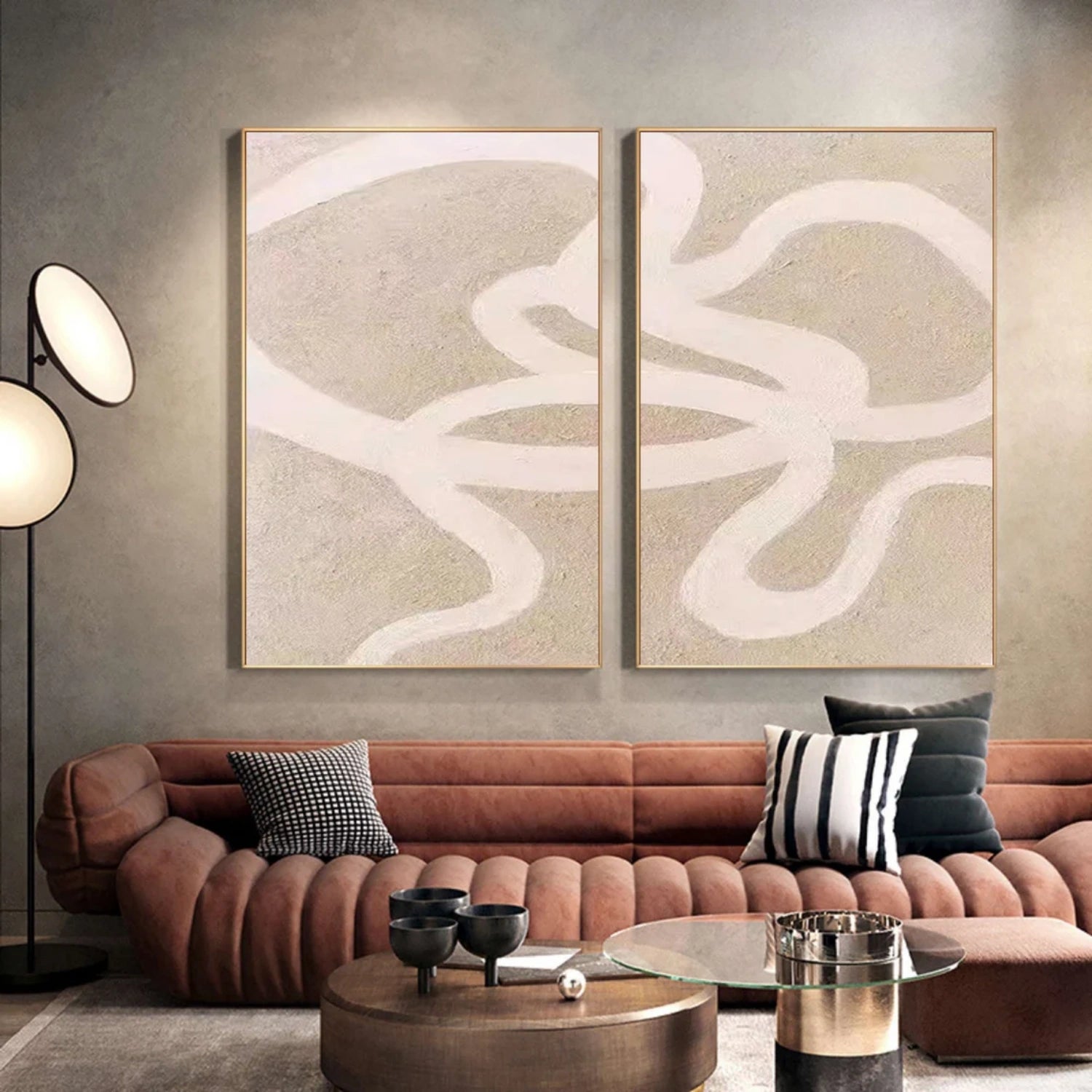 Abstract Painting Set of 2 - Modern Wall Art Canvas Prints #AB405 for Living Room, Bedroom & Office Decor