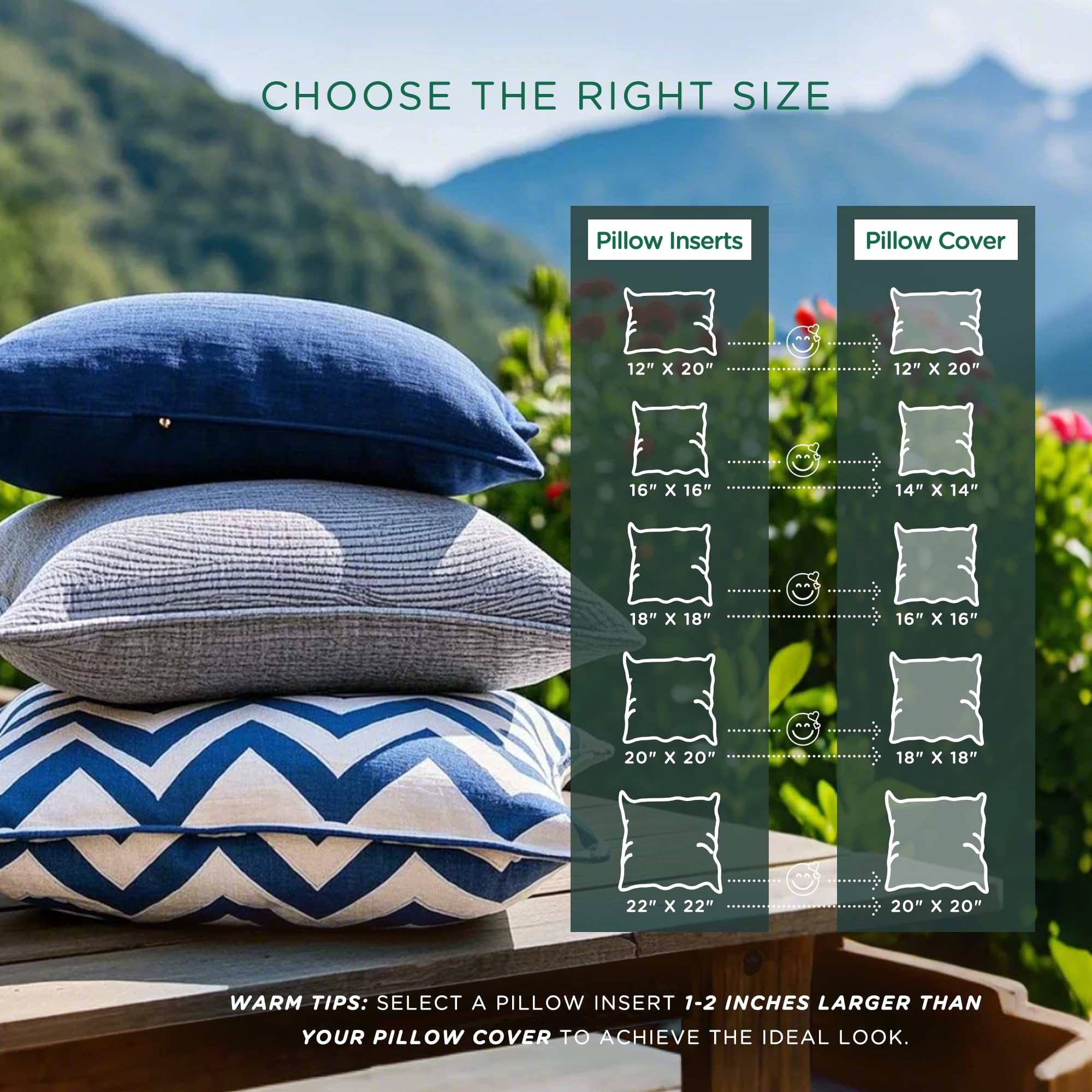 Premium Water-Resistant Outdoor Lumbar Pillow Inserts 12x20 (Set of 2) - Supportive Back Cushions for Patio Furniture, Garden Chairs & Poolside Lounging