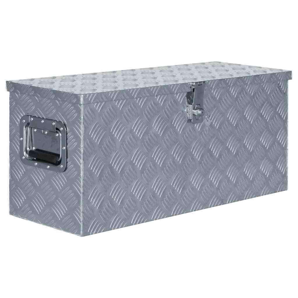 vidaXL Aluminum Tool Box - Silver Heavy Duty Storage Organizer for Tools, Trailers & Garage - Multiple Sizes Available | Perfect for Workshop, Construction Sites & Outdoor Adventures