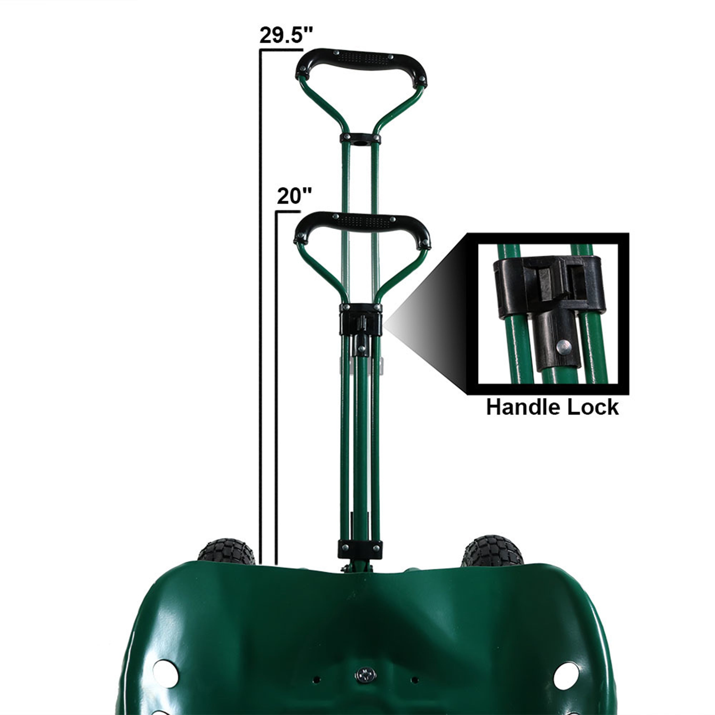 Sunnydaze Heavy Duty Rolling Garden Cart with Steering Handle & Swivel Seat - Perfect for Outdoor Gardening, Yard Work, and Home Organization