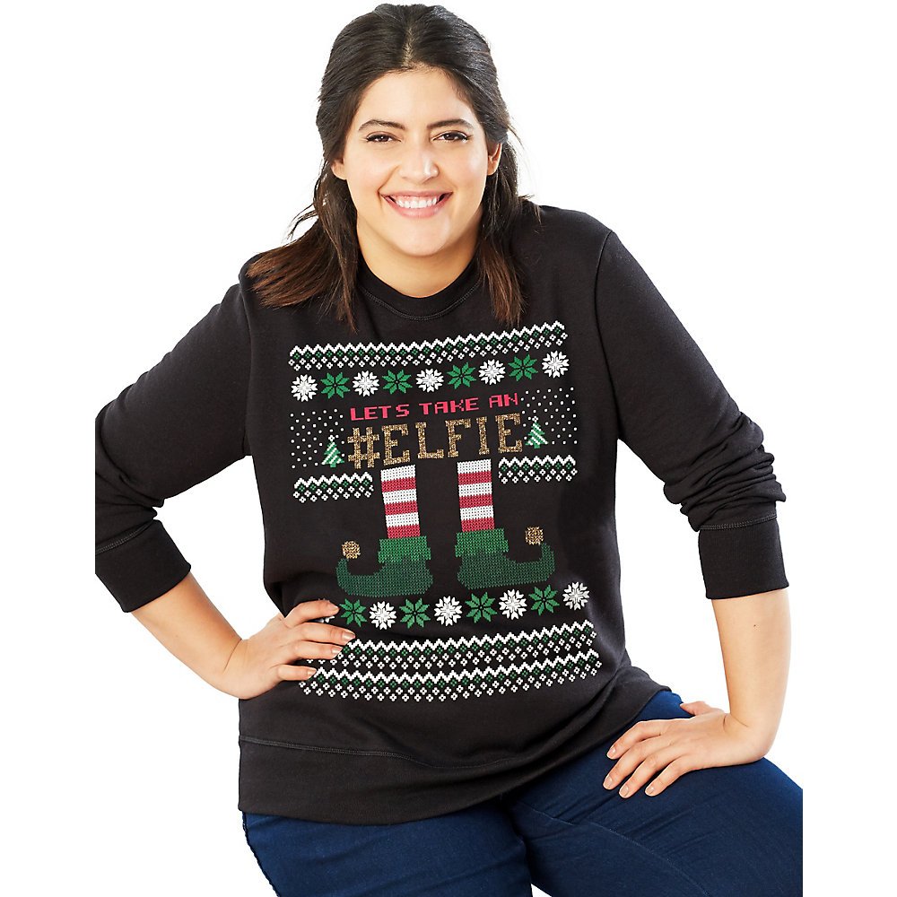 JUST MY SIZE Women's Plus Size Ugly Christmas Sweater - Festive Holiday Pullover for Parties, Family Gatherings & Christmas Photos