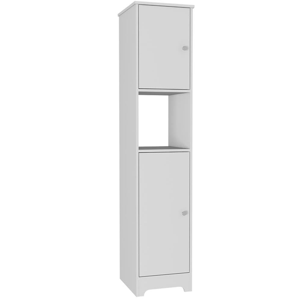BOWERY HILL 67 Inch White Linen Cabinet - Modern Storage Solution for Bedroom, Bathroom, or Entryway Organization