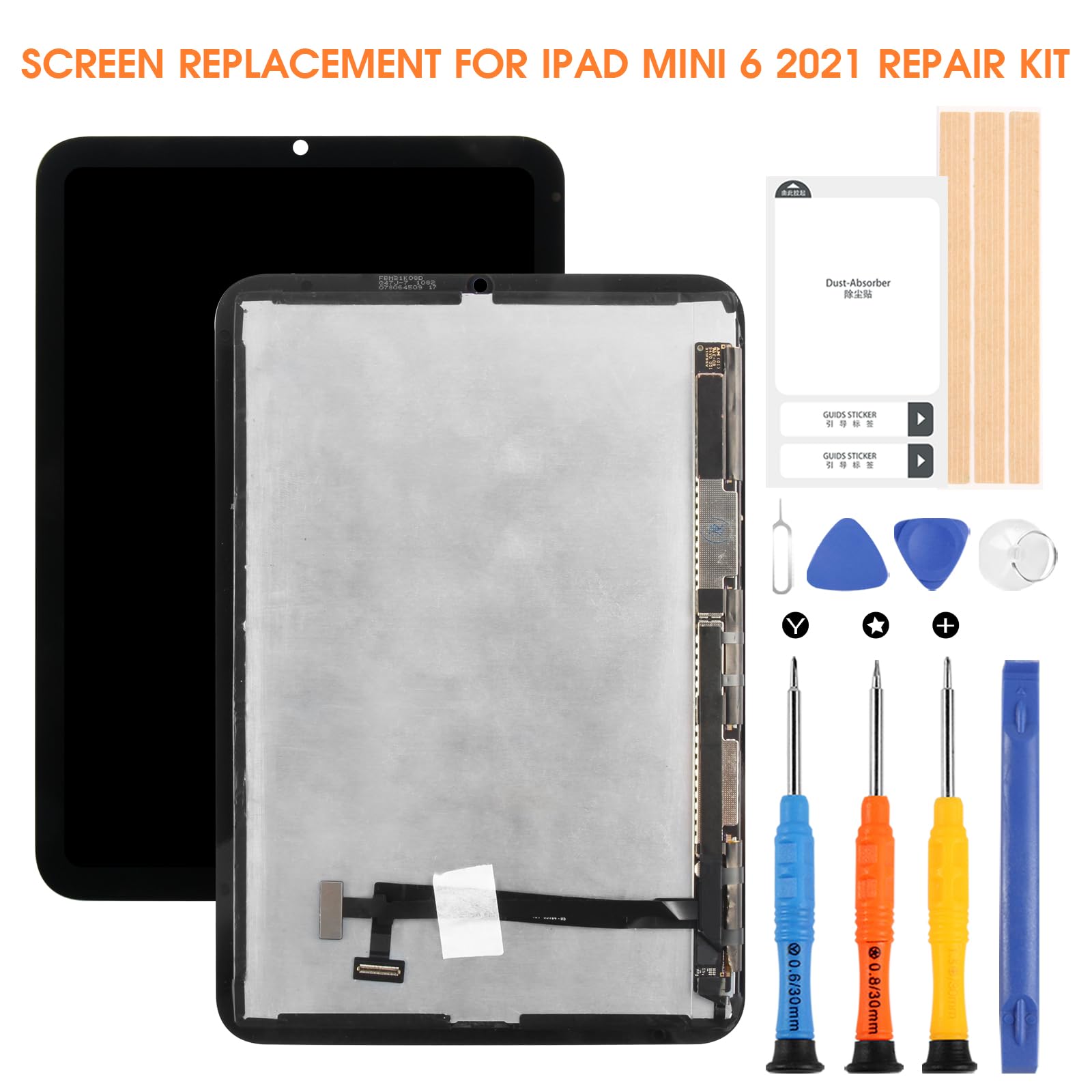 iPad Mini 6 (2021) LCD Screen Replacement - 8.3 Inch Display Digitizer Touch Screen Assembly with Free Tools for Models A2567/A2568/A2569 - Perfect for DIY Repair, Home & Office Use (Black)