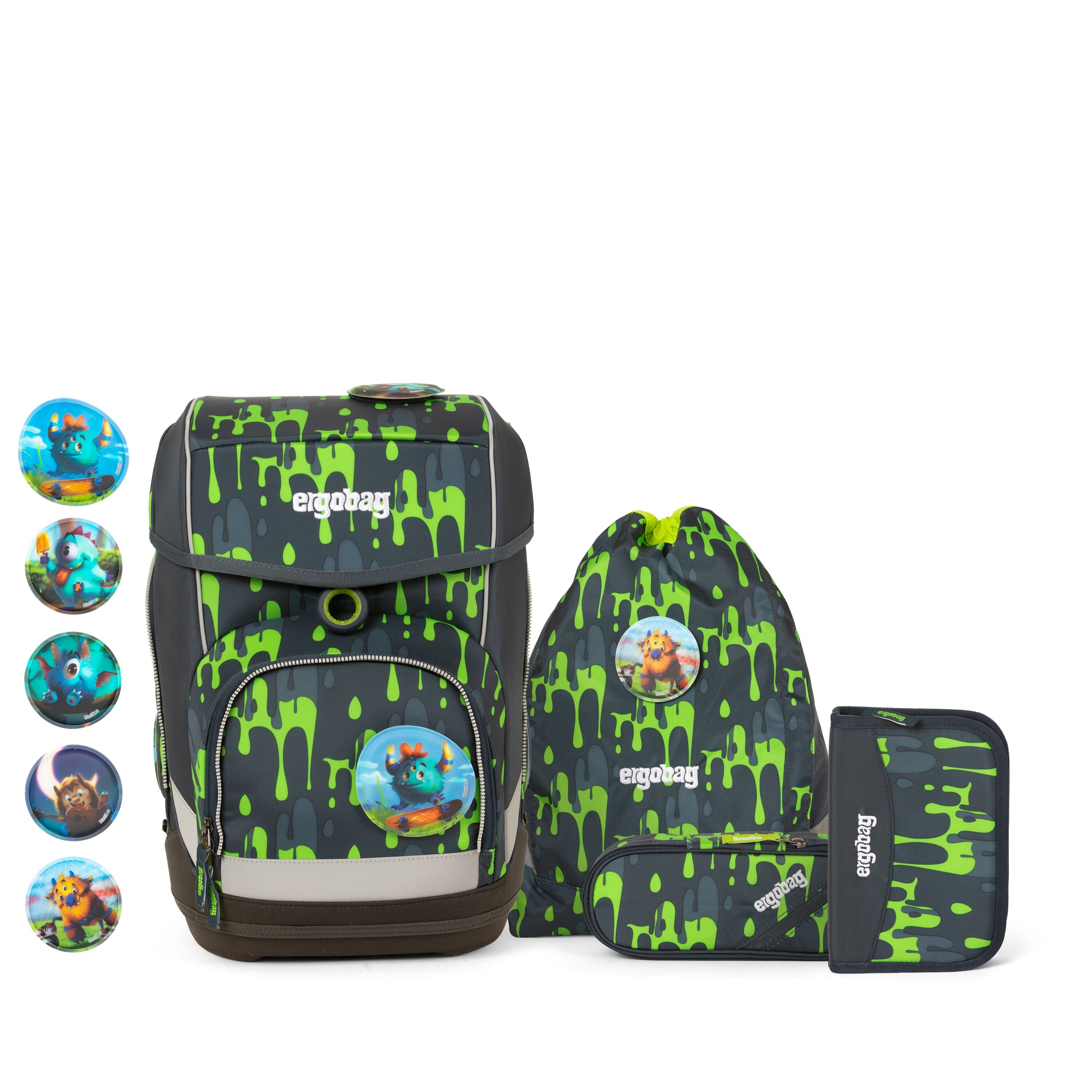 Ergobag SET Cubo 5-Piece School Backpack with Glibbbär - Perfect for Kids' School, Travel & Outdoor Adventures