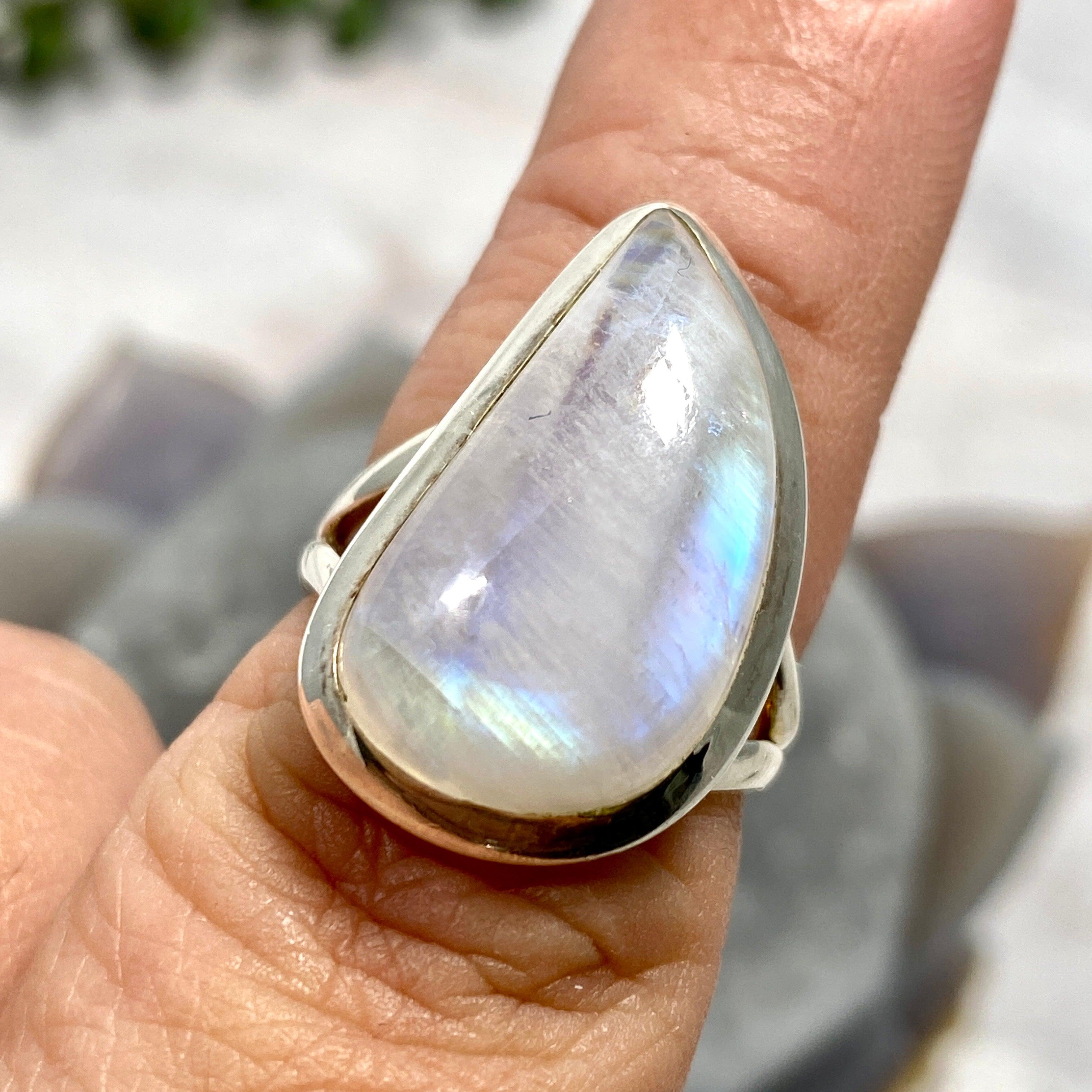Moonstone Teardrop Ring - Size 7 - KRGJ2201 - Elegant Jewelry for Women, Perfect for Weddings, Parties & Special Occasions