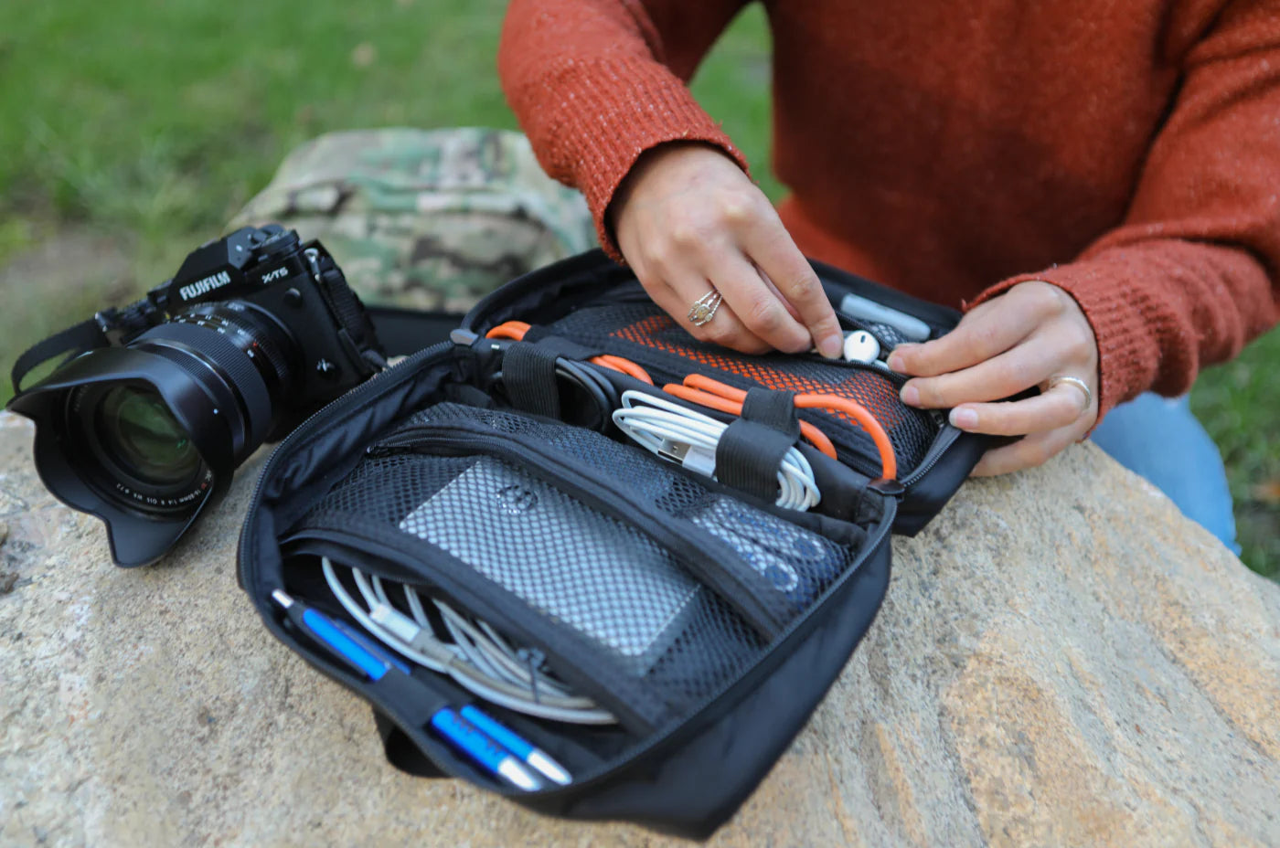 Domke Tech Pouch - Durable Waterproof Electronics Organizer for Cameras, Phones & Accessories - Perfect for Travel, Hiking & Everyday Carry (Black)