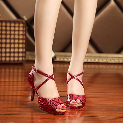 DKZSYIM Women's Latin Dance Shoes - Professional Ballroom Practice & Performance Shoes with Comfortable Heel (Model YCL391) for Salsa, Tango, Bachata & Social Dancing