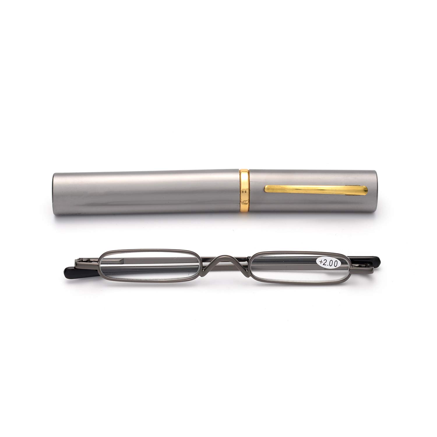 ZUVGEES Lightweight Compact Reading Glasses - Slim Portable Readers with Pen Clip & Tube Case - Perfect for Travel, Office, and Everyday Use