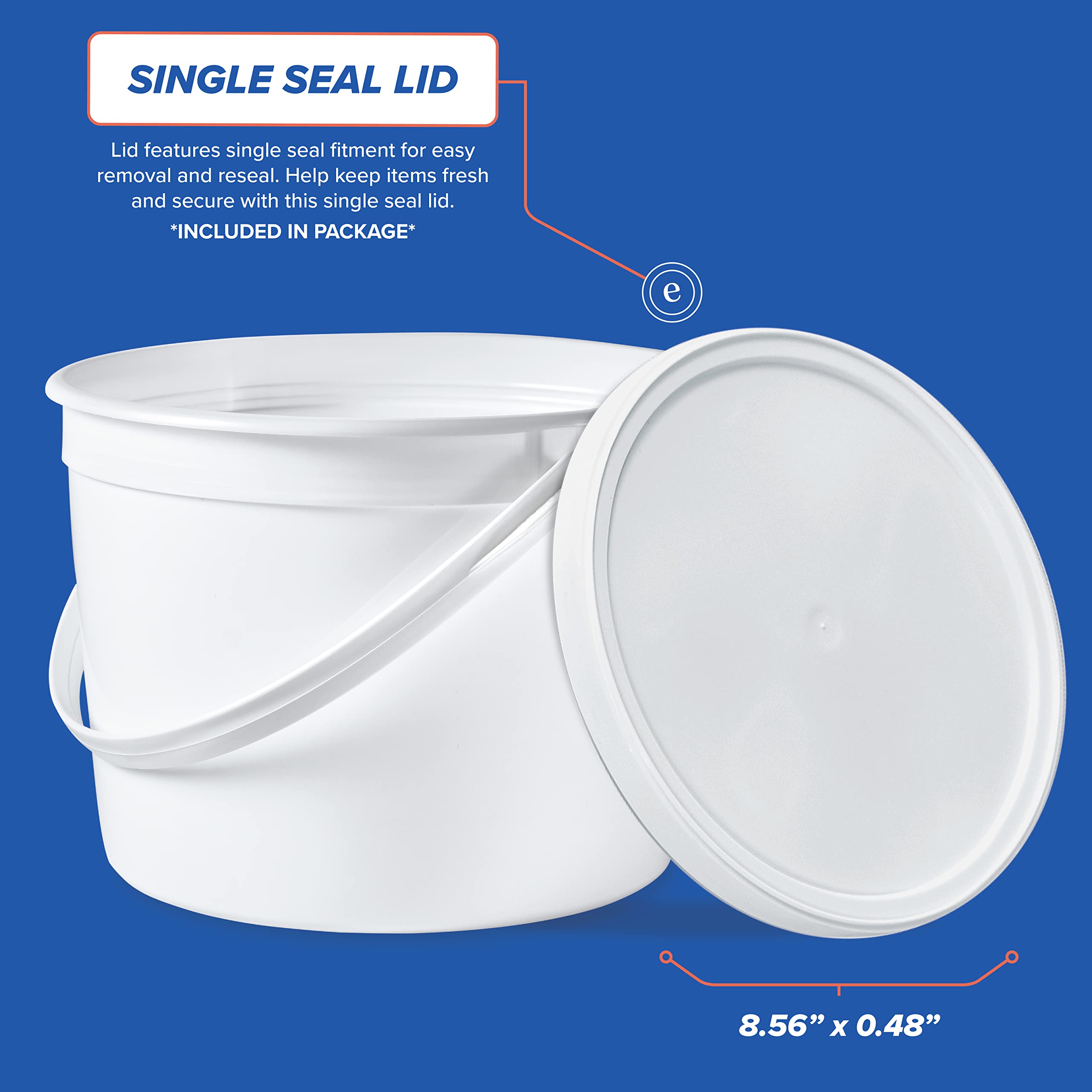 ePackageSupply 10-Pack 1 Gallon BPA-Free Food Grade HDPE Plastic Buckets with Lids - Freezer Safe Round Containers for Ice Cream, Soup & Food Prep - Made in USA | Perfect for Commercial Kitchens, Catering & Bulk Food Storage
