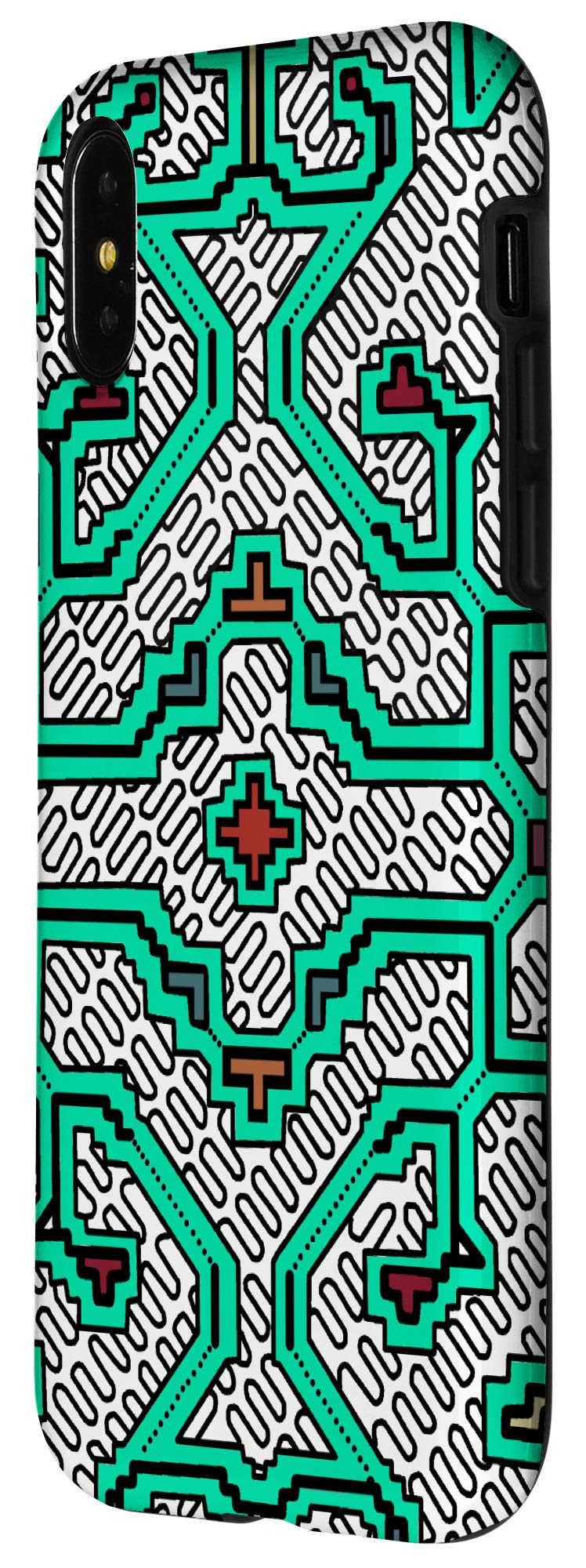 iPhone X/XS Tribal Pattern Case - Shipibo Conibo Inspired Amazon Rainforest Design, Durable Protective Cover for Daily Use & Travel