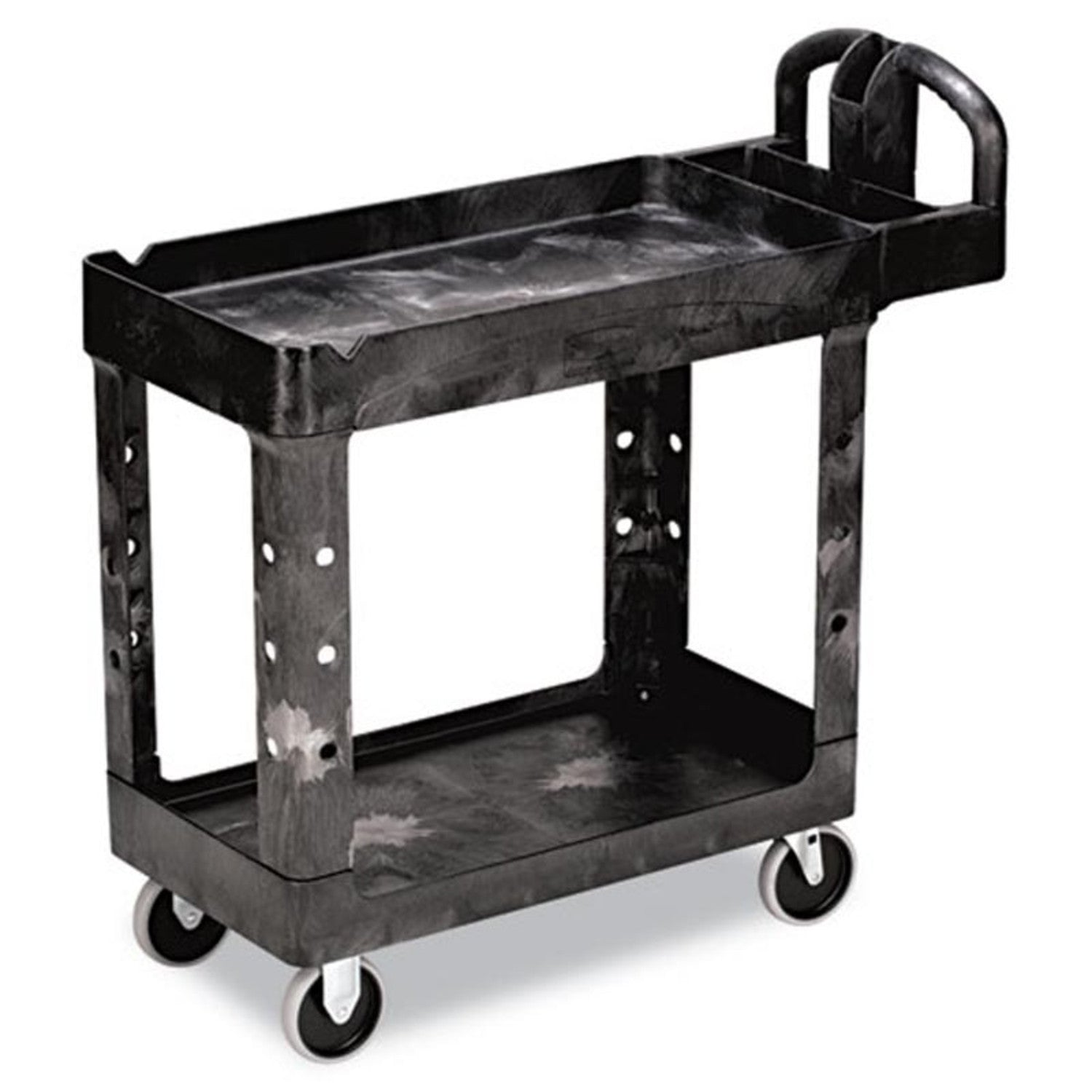 Heavy Duty Raised Edge Utility Cart - Durable Rolling Work Cart with 300LB Capacity for Warehouse, Garage, Kitchen & Office Organization