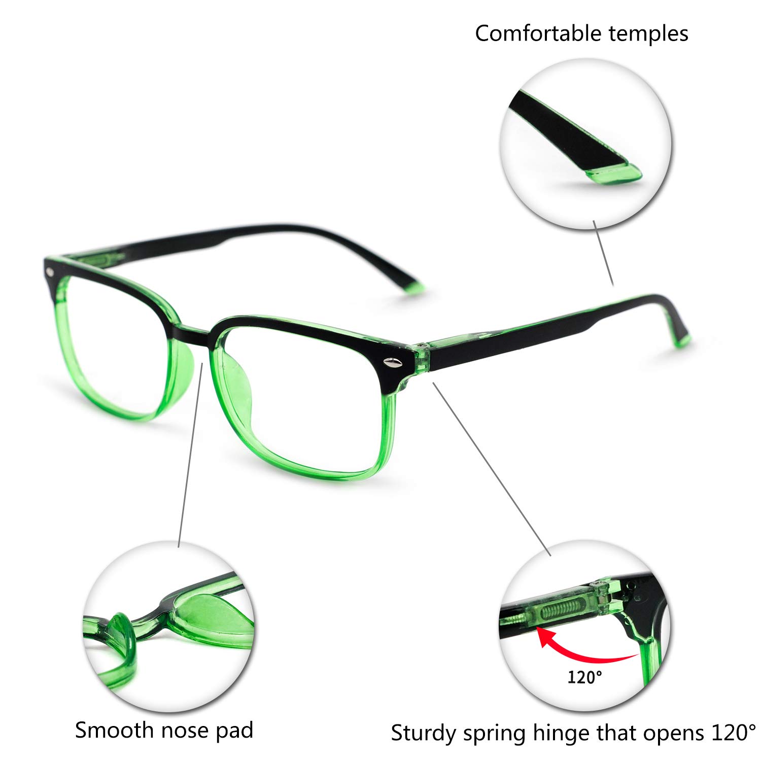 OCCI CHIARI Fashion Reading Glasses for Women & Men - Lightweight Eyeglass Frames with Spring Hinges - Perfect for Reading, Working, and Daily Use