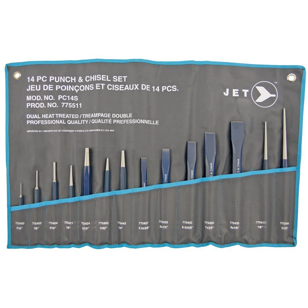 JET Punch and Chisel Set - 14 Piece Professional Woodworking Tools Kit with Storage Pouch | Perfect for Carving, Sculpting & DIY Wood Projects