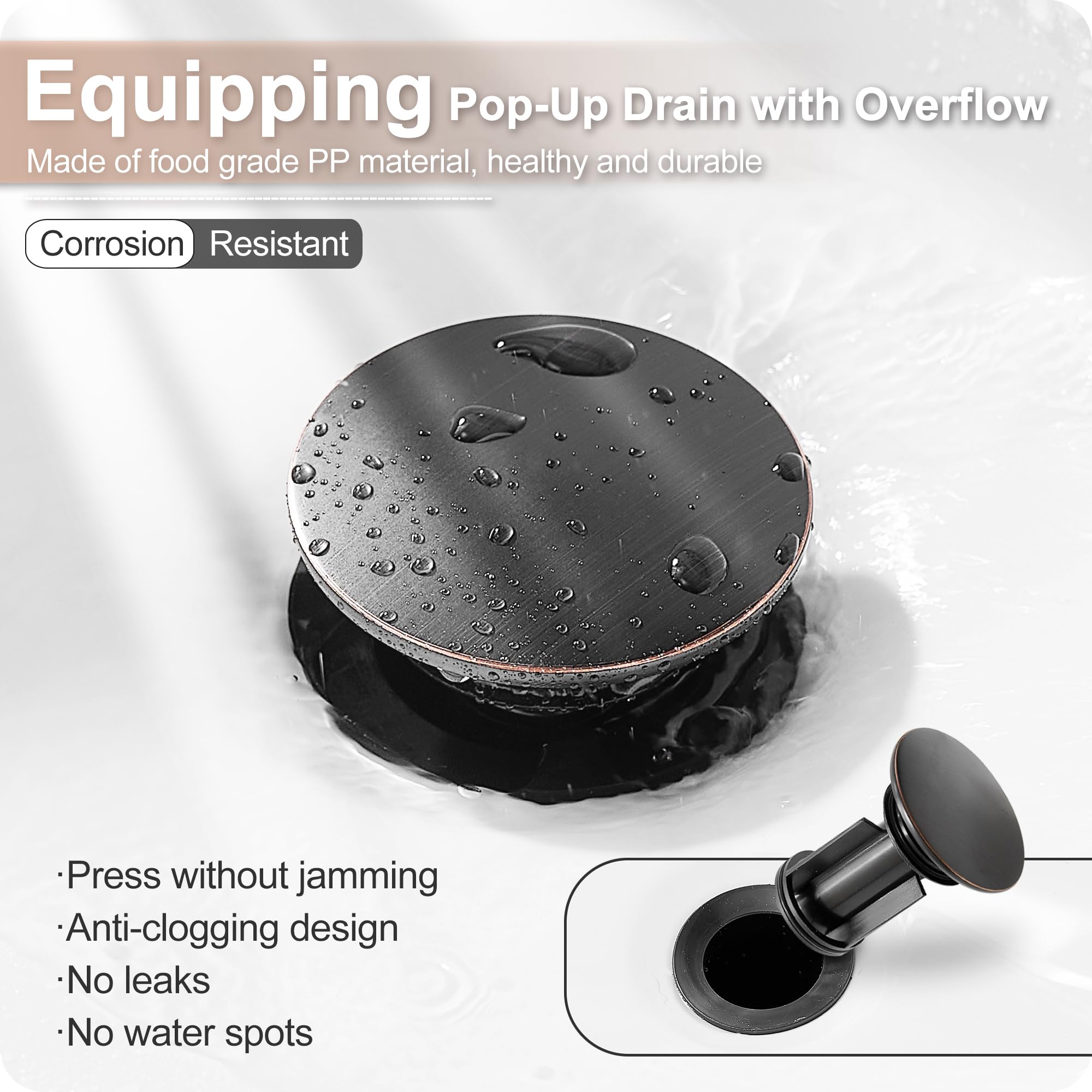 Oil Rubbed Bronze Waterfall Bathroom Faucet - 3 Hole Widespread Sink Faucet with Pop Up Drain for Farmhouse & Hotel Style