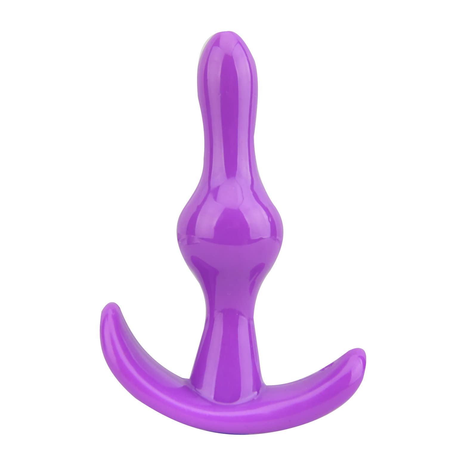 Purple Rippled Anal Plug with Handle - 3.5 Inch Silicone Butt Plug for Men & Women - Perfect for Couples Play, Solo Exploration & BDSM Scenes