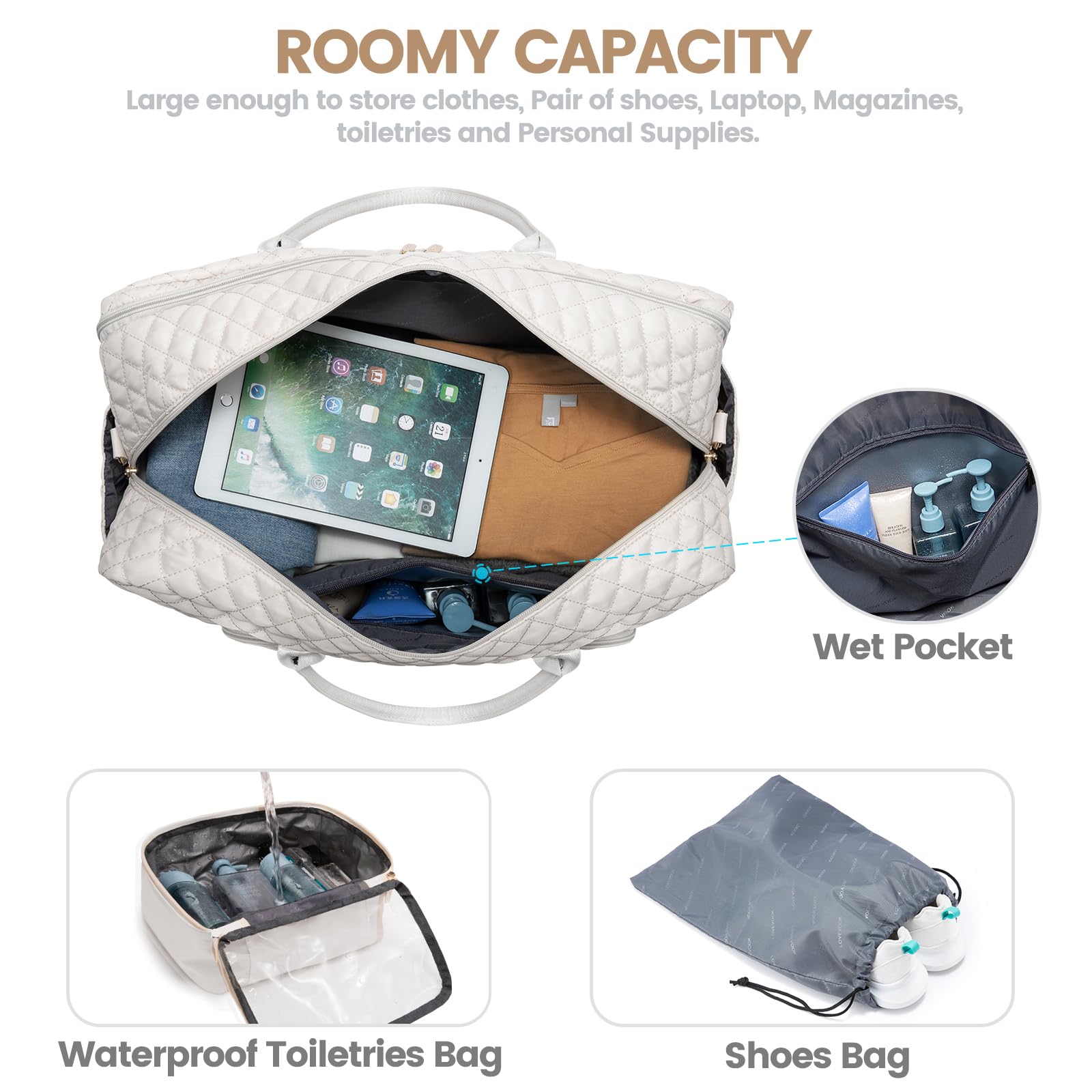 **LOVEVOOK Women's Travel Duffle Bag - Waterproof Weekender Overnight Bag with Toiletry & Shoe Compartment, Laptop Pocket - Perfect for Gym, Yoga, Hospital & Labor Delivery - Ideal for Weekend Getaways, Business Trips & Outdoor Adventures**