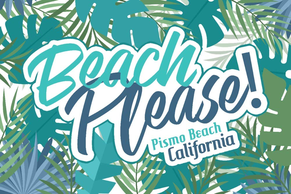 Pismo Beach California Metal Wall Art - 24x36 Gallery Quality Tropical Fronds & Leaves Aluminum Decor for Coastal & Beach House Interior Design