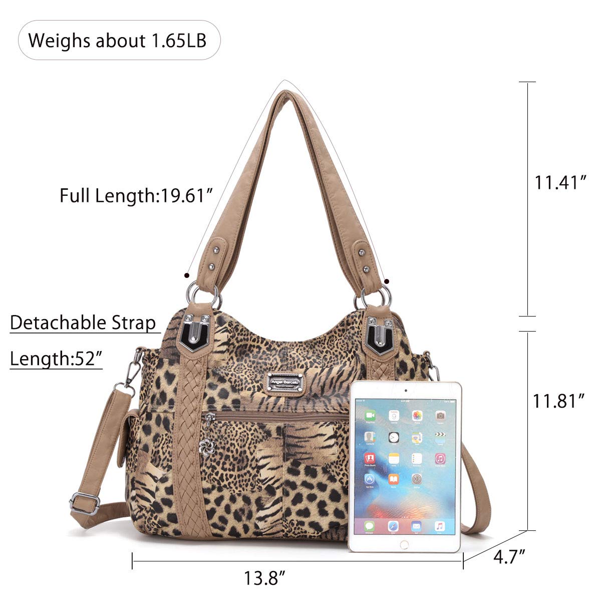 Angel Barcelo Women's Roomy Hobo Handbag - Genuine Washed Leather Shoulder Purse & Satchel Tote Bag for Work, Travel & Everyday Use