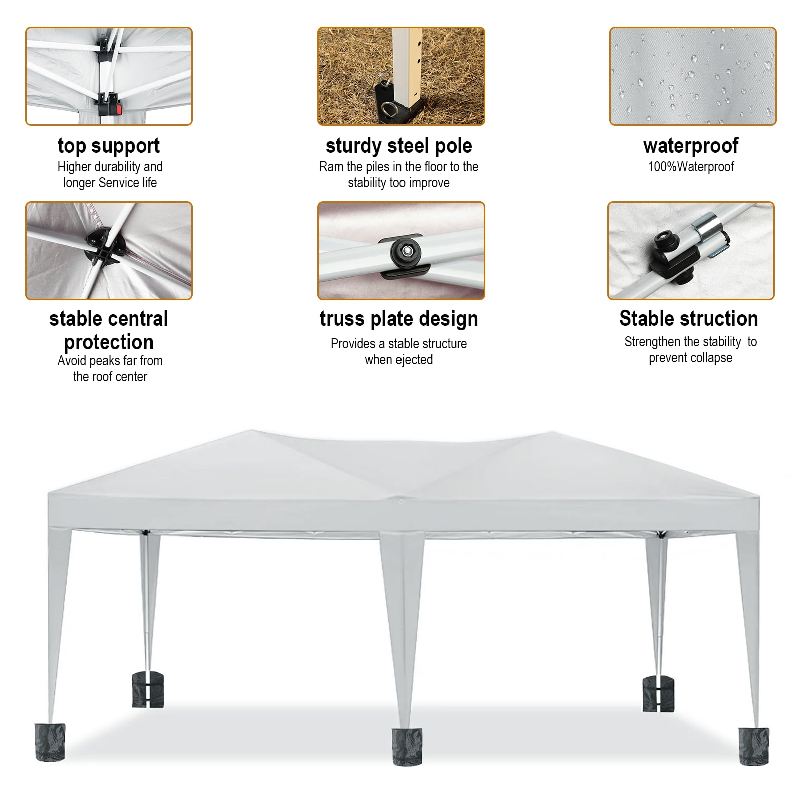 SEALAMB 10x20FT Heavy Duty Commercial Canopy Tent - Waterproof Instant Pop Up Gazebo with 6 Removable Sidewalls & Carry Bag - Perfect for Outdoor Events, Camping, Weddings, Parties, and Patio Gatherings
