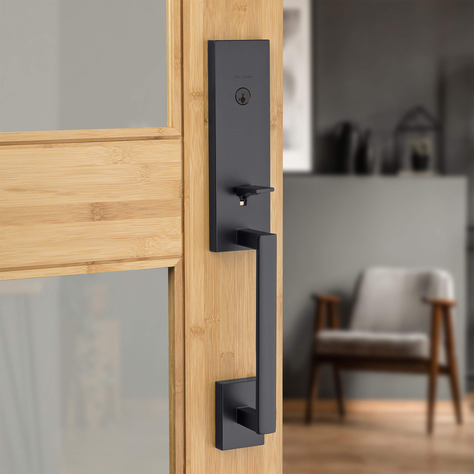 Kwikset 818VNHLIP-26S SmartKey Single Cylinder Deadbolt Exterior Door Handleset with RCAL Latch & RCS Strike - Bright Chrome Finish - Secure Entry for Homes, Apartments & Offices