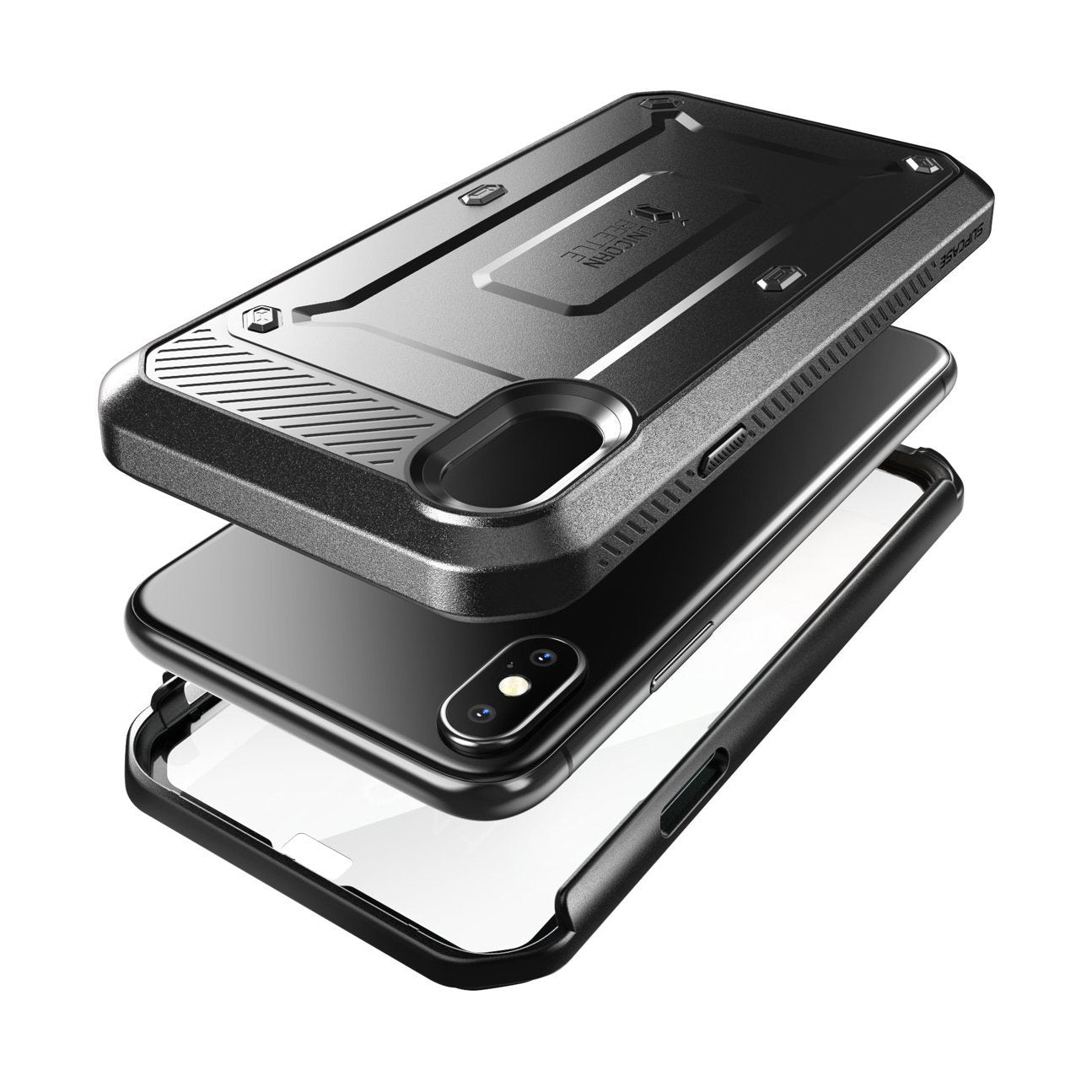 iPhone X / XS Unicorn Beetle Pro Rugged Holster Case - Heavy Duty Protection with Kickstand & Belt Clip (Black) - Perfect for Outdoor, Work & Extreme Sports